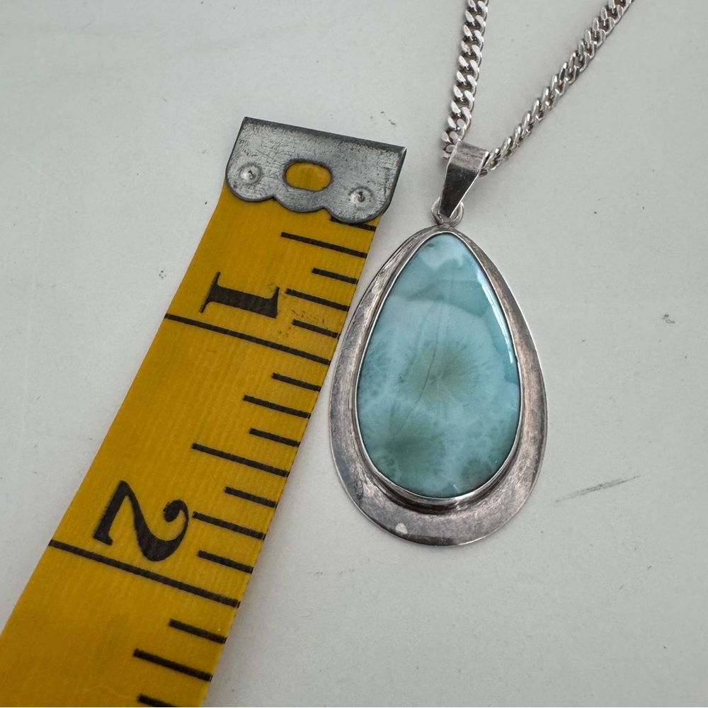 Larimar Pendant Teardrop Elegant SilverPendant and Necklace - Picture 7 of 9